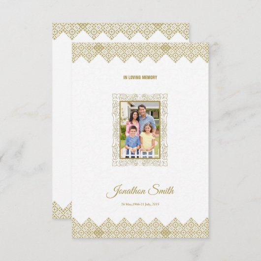 Sjabloon van een begrafeniskaart kaart (Voorkant / Achterkant)