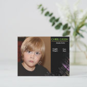 Sjabloon van een kindveilige Comp-kaart met hoofds Briefkaart (Staand voorkant)