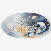 Sjabloon van het baby shower van de ruimteastronau papieren bordje (Gekanteld)