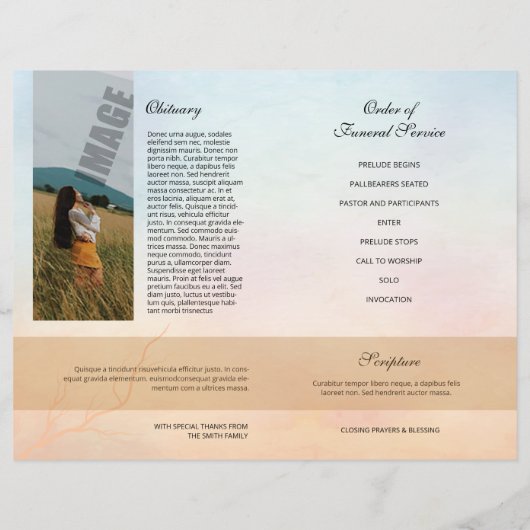 Sjabloon van het begrafenisprogramma (Achterkant)
