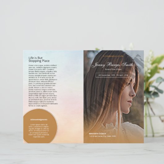 Sjabloon van het begrafenisprogramma (Staand voorkant)