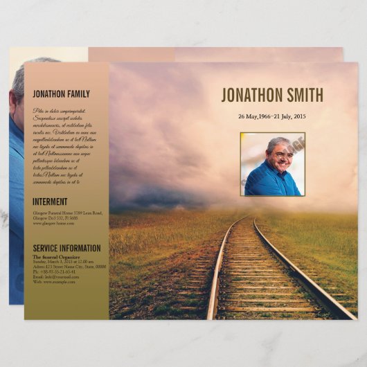 Sjabloon van het begrafenisprogramma; (Voorkant / Achterkant)