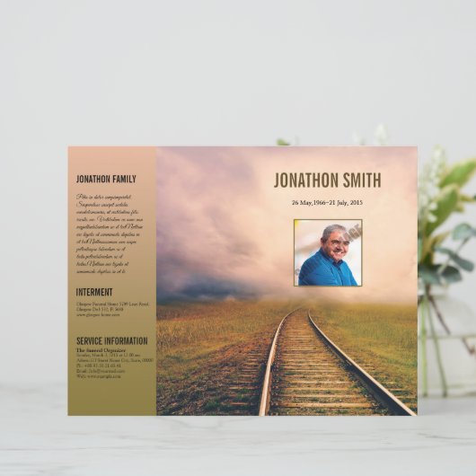 Sjabloon van het begrafenisprogramma; (Staand voorkant)