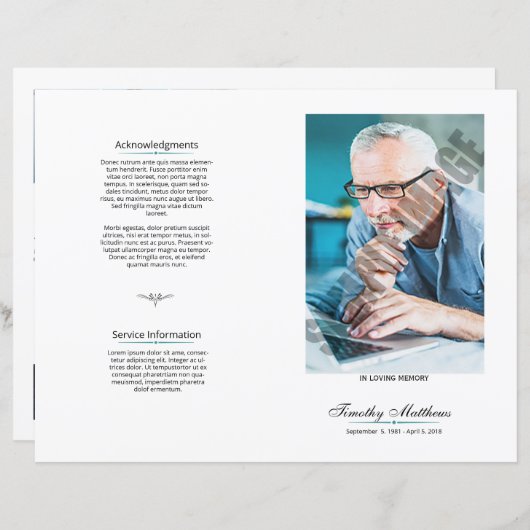 Sjabloon van het begrafenisprogramma (Voorkant / Achterkant)