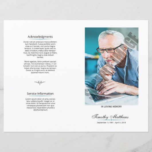 Sjabloon van het begrafenisprogramma (Voorkant)