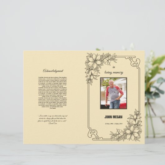 Sjabloon van het begrafenisprogramma (Staand voorkant)