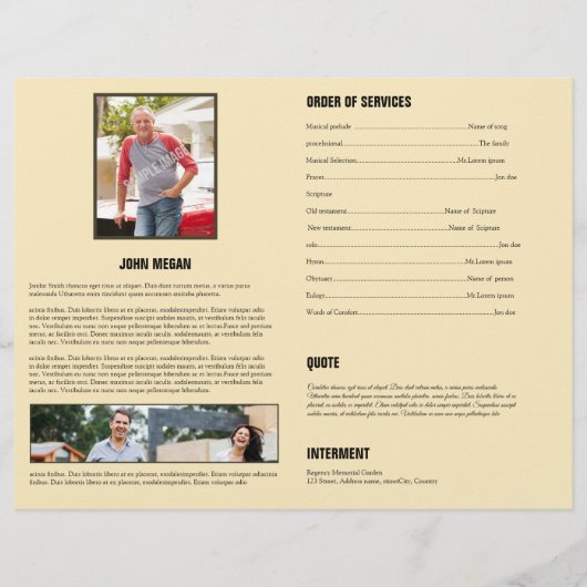 Sjabloon van het begrafenisprogramma (Achterkant)