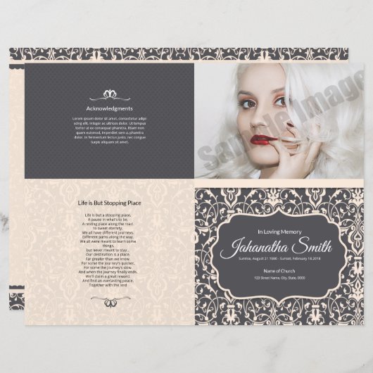 Sjabloon van het begrafenisprogramma; (Voorkant / Achterkant)