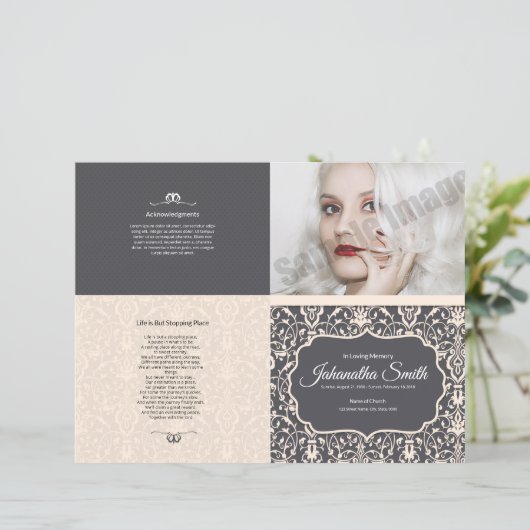 Sjabloon van het begrafenisprogramma; (Staand voorkant)