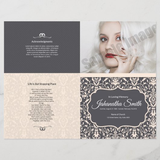 Sjabloon van het begrafenisprogramma; (Voorkant)