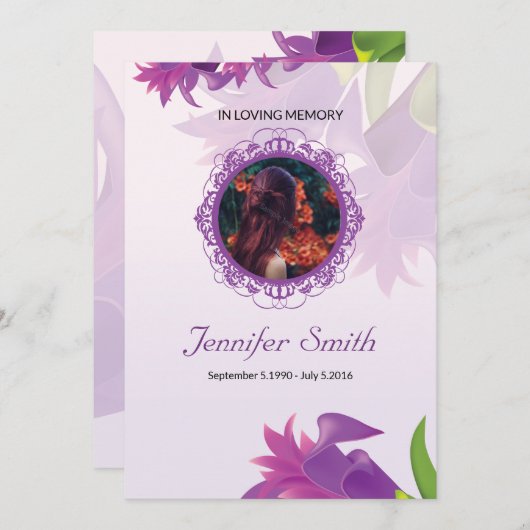 Sjabloon van het begrafenisprogramma (Voorkant / Achterkant)