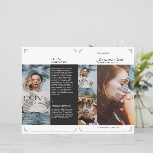 Sjabloon van het begrafenisprogramma; (Staand voorkant)