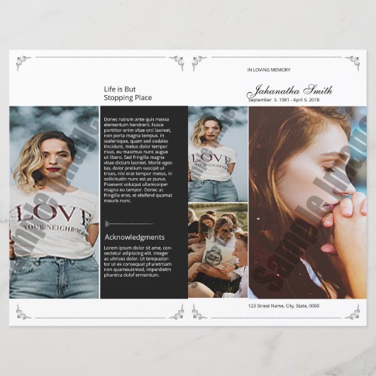 Sjabloon van het begrafenisprogramma; (Voorkant)