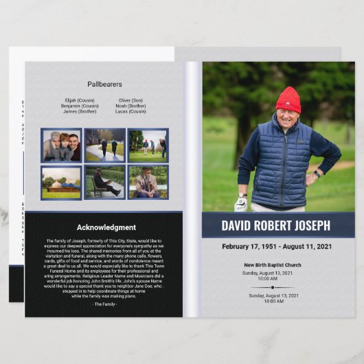 Sjabloon van het begrafenisprogramma (Voorkant / Achterkant)