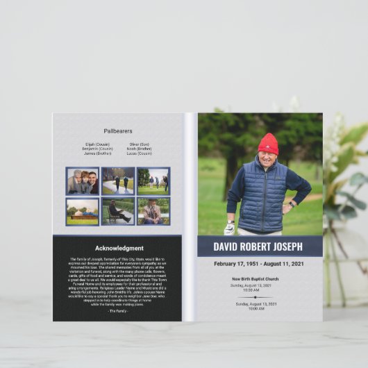 Sjabloon van het begrafenisprogramma (Staand voorkant)