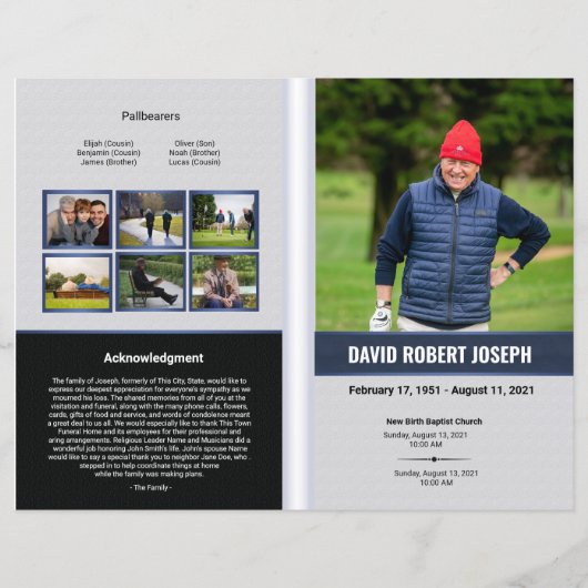 Sjabloon van het begrafenisprogramma (Voorkant)