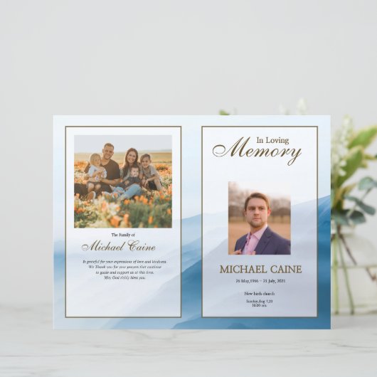 Sjabloon van het begrafenisprogramma (Staand voorkant)