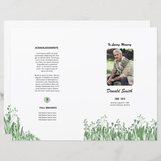 Sjabloon van het begrafenisprogramma (Voorkant / Achterkant)
