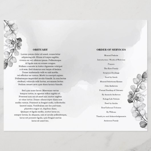 Sjabloon van het begrafenisprogramma (Achterkant)