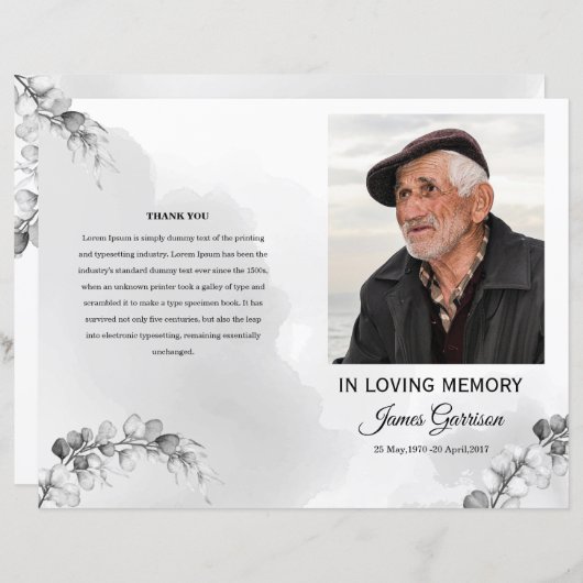 Sjabloon van het begrafenisprogramma (Voorkant / Achterkant)