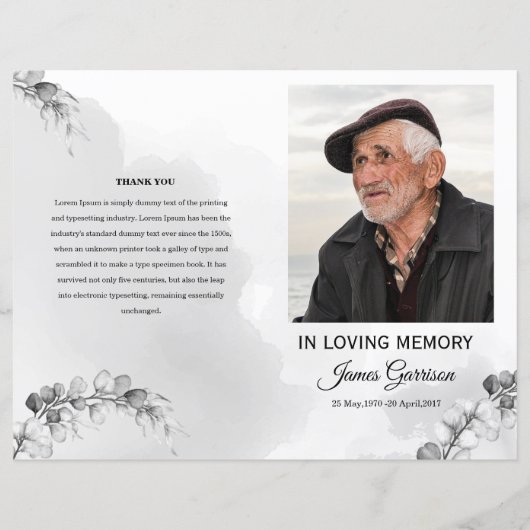 Sjabloon van het begrafenisprogramma (Voorkant)