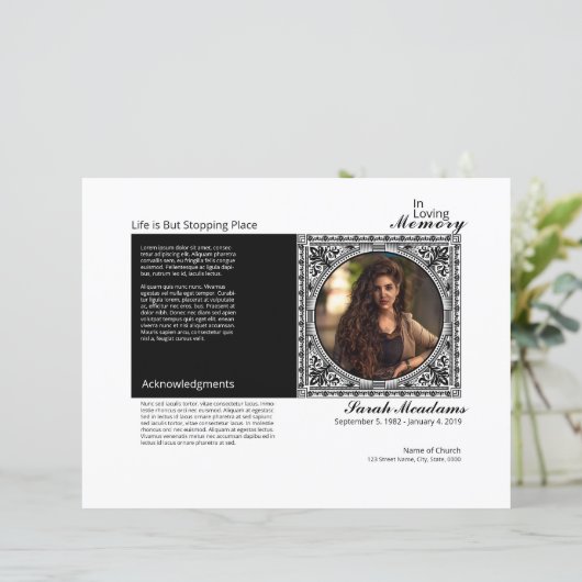 Sjabloon van het begrafenisprogramma (Staand voorkant)