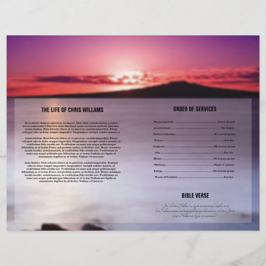 Sjabloon van het begrafenisprogramma (Achterkant)