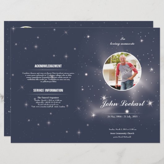 Sjabloon van het begrafenisprogramma (Voorkant / Achterkant)