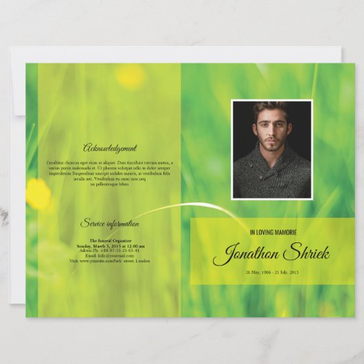 Sjabloon van het begrafenisprogramma (Voorkant)