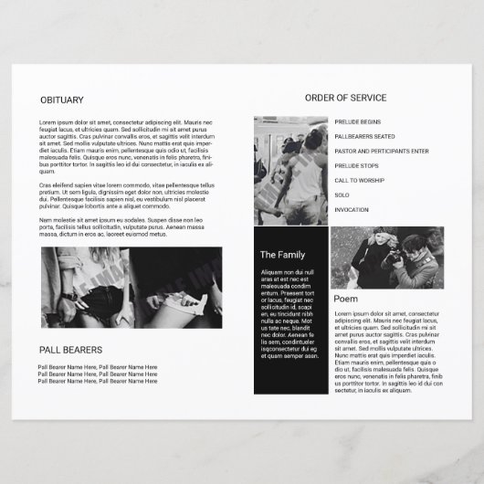 Sjabloon van het begrafenisprogramma (Achterkant)