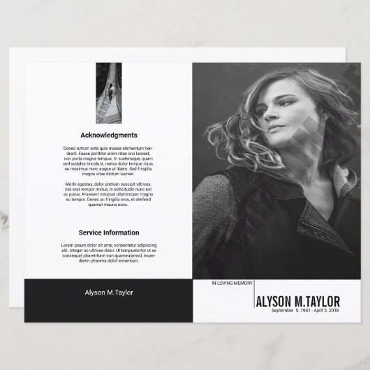 Sjabloon van het begrafenisprogramma (Voorkant / Achterkant)