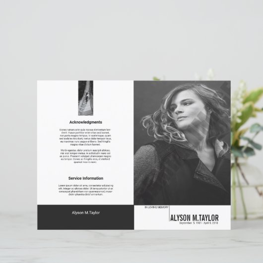 Sjabloon van het begrafenisprogramma (Staand voorkant)