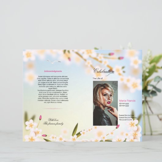 Sjabloon van het begrafenisprogramma (Staand voorkant)