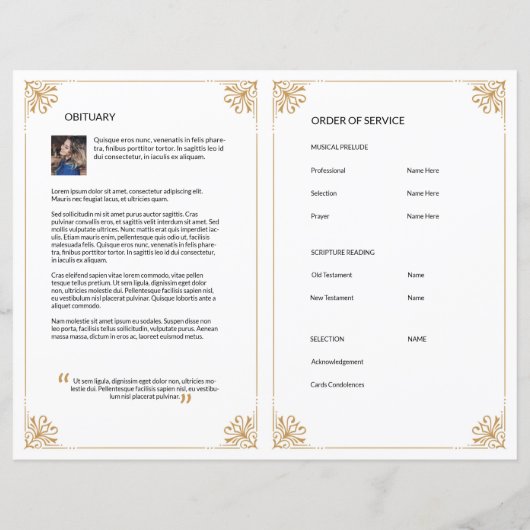 Sjabloon van het begrafenisprogramma (Achterkant)