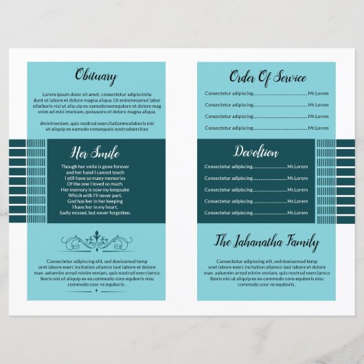 Sjabloon van het begrafenisprogramma (Achterkant)