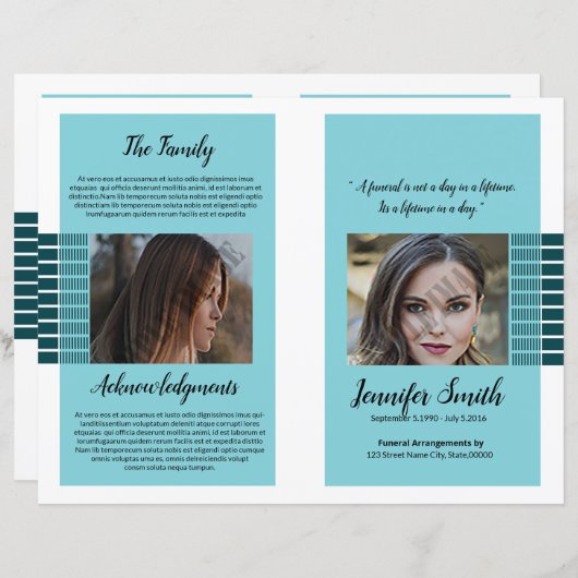 Sjabloon van het begrafenisprogramma (Voorkant / Achterkant)