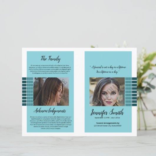 Sjabloon van het begrafenisprogramma (Staand voorkant)