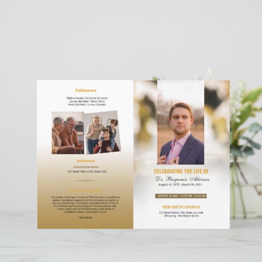 Sjabloon van het begrafenisprogramma (Staand voorkant)