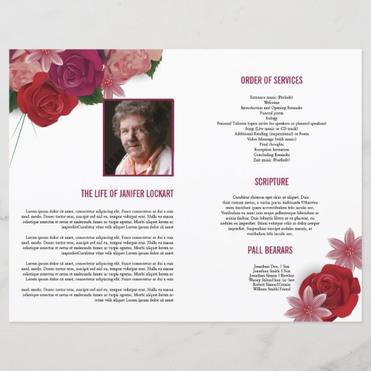 Sjabloon van het begrafenisprogramma (Achterkant)