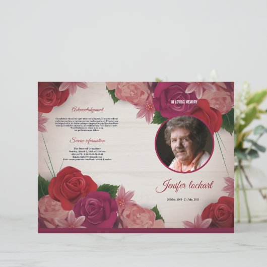 Sjabloon van het begrafenisprogramma (Staand voorkant)