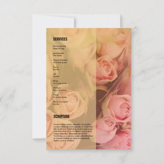 Sjabloon van het begrafenisprogramma kaart (Achterkant)