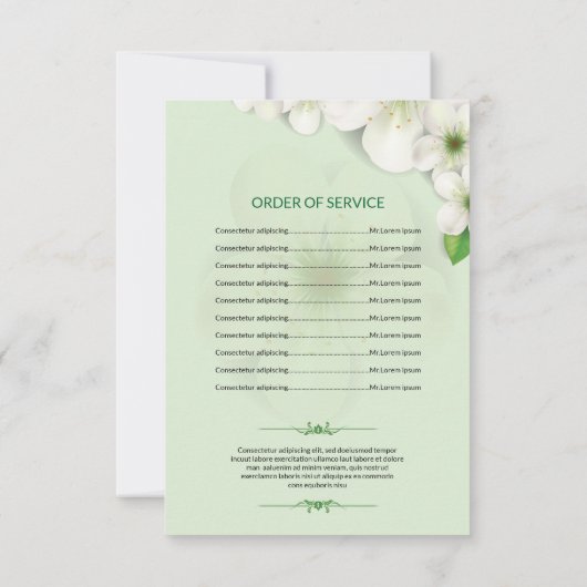 Sjabloon van het begrafenisprogramma kaart (Achterkant)