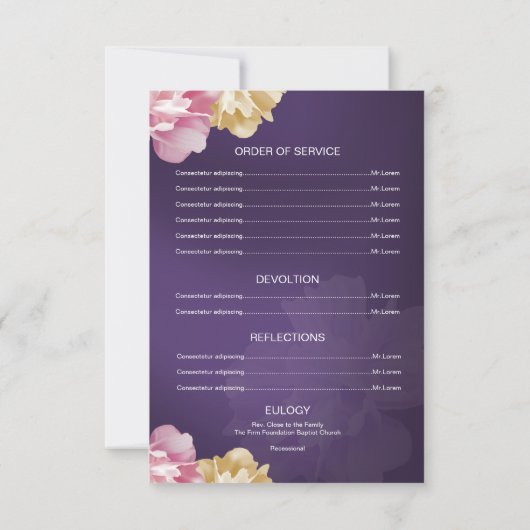 Sjabloon van het begrafenisprogramma kaart (Achterkant)