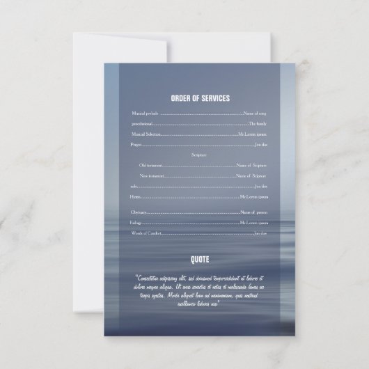 Sjabloon van het begrafenisprogramma kaart (Achterkant)