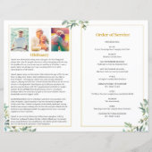 Sjabloon van het begrafenisprogramma met groene bl (Achterkant)