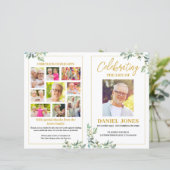 Sjabloon van het begrafenisprogramma met groene bl (Staand voorkant)