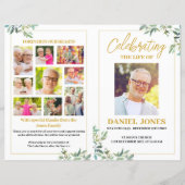 Sjabloon van het begrafenisprogramma met groene bl (Voorkant)