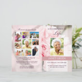 Sjabloon van het begrafenisprogramma met roze land (Staand voorkant)