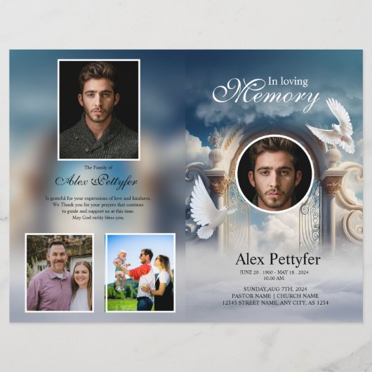 Sjabloon van het begrafenisprogramma van Heavenly (Voorkant)