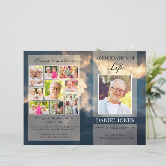 Sjabloon van het begrafenisprogramma voor Man met (Staand voorkant)